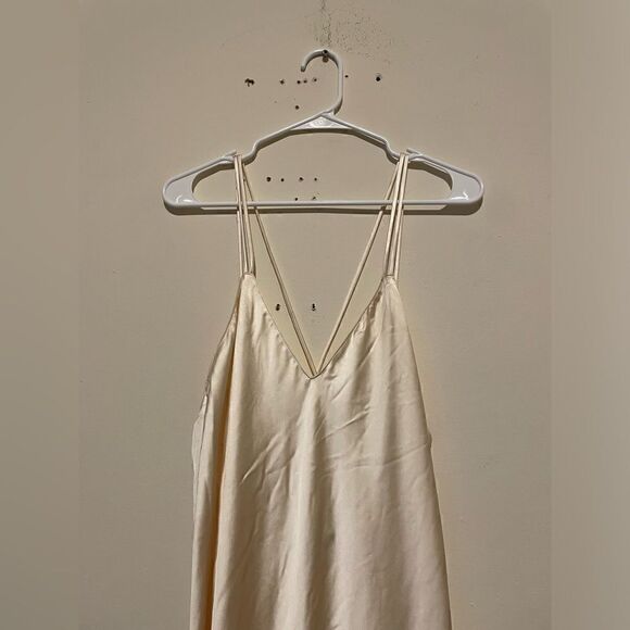 NWT Zara Champagne Satin Long Dress Open Back - Picture 5 of 8